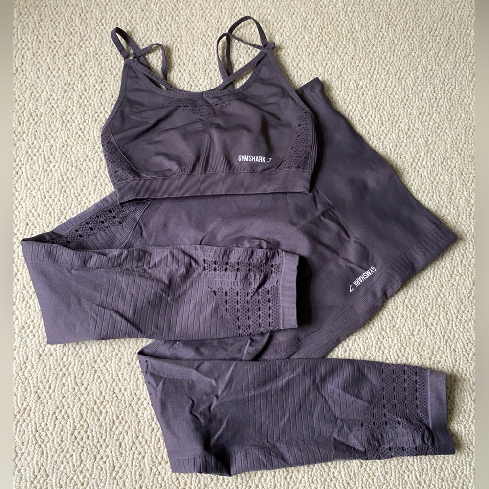 GYMSHARK Energy Seamless Gymwear Set!! Grey Sports bra and Leggings, Both Size M